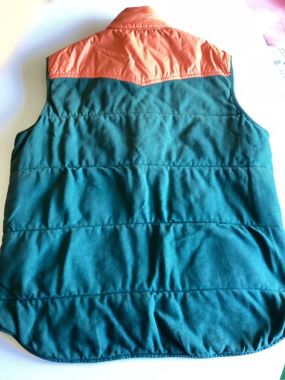 Vintage Polo Ralph Lauren Green Quilted Vest with Orange Yoke - Picture 11 of 14